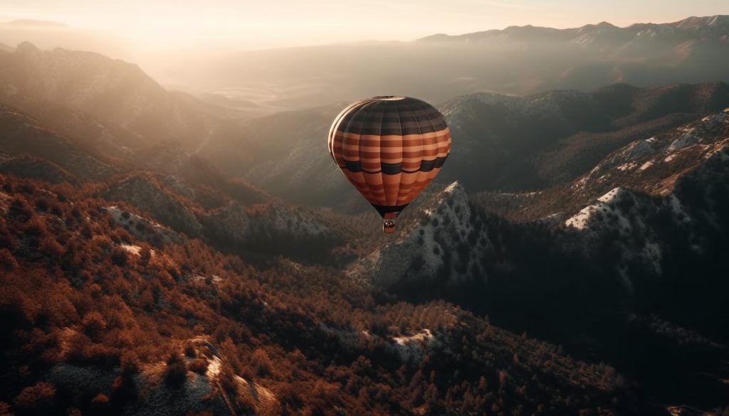 Flying high over mountain ranges, an adventure generated by artificial intelligence